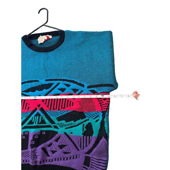 Organically‎ Grown Vtg Sweater Blue Geometric Unique Acrylic Men's Large | g2 - Picture 5 of 6